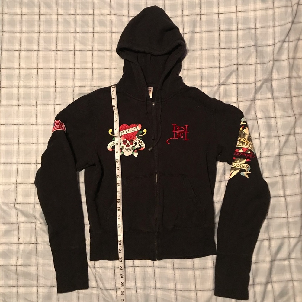 Ed Hardy zip up hooded sweatshirt size XL
